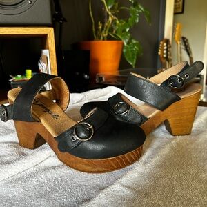 Free People Black Leather Clog